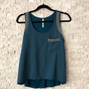 Teal Michelle tank with gold embellishments